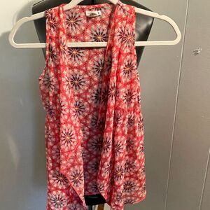 One Step Up Boho Sheer Sleeveless Floral Girls Vest Size S 7-8